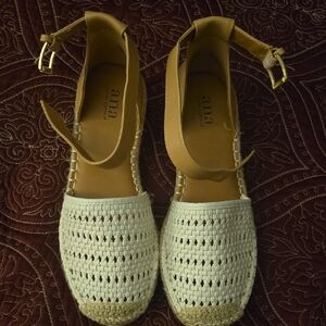 a.n.a Woven Cream and Tan Espadrilles